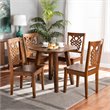 Bowery Hill Walnut Brown Finished Wood 5-Piece Dining Set