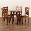 Bowery Hill Walnut Brown Finished Wood 5-Piece Dining Set