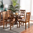 Bowery Hill Walnut Brown Finished Wood 5-Piece Dining Set