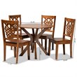 Bowery Hill Walnut Brown Finished Wood 5-Piece Dining Set