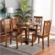 Bowery Hill Walnut Brown Finished Wood 5-Piece Dining Set