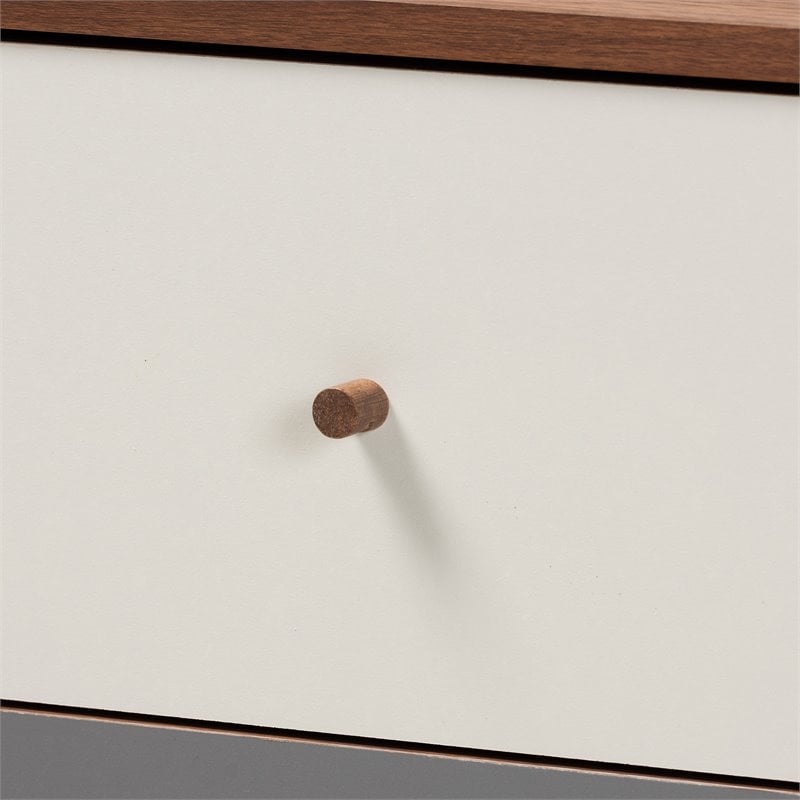 Bowery Hill Mid-Century Brown and Grey Gradient Finished Wood 3-Drawer Chest