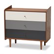 Bowery Hill Mid-Century Brown and Grey Gradient Finished Wood 3-Drawer Chest