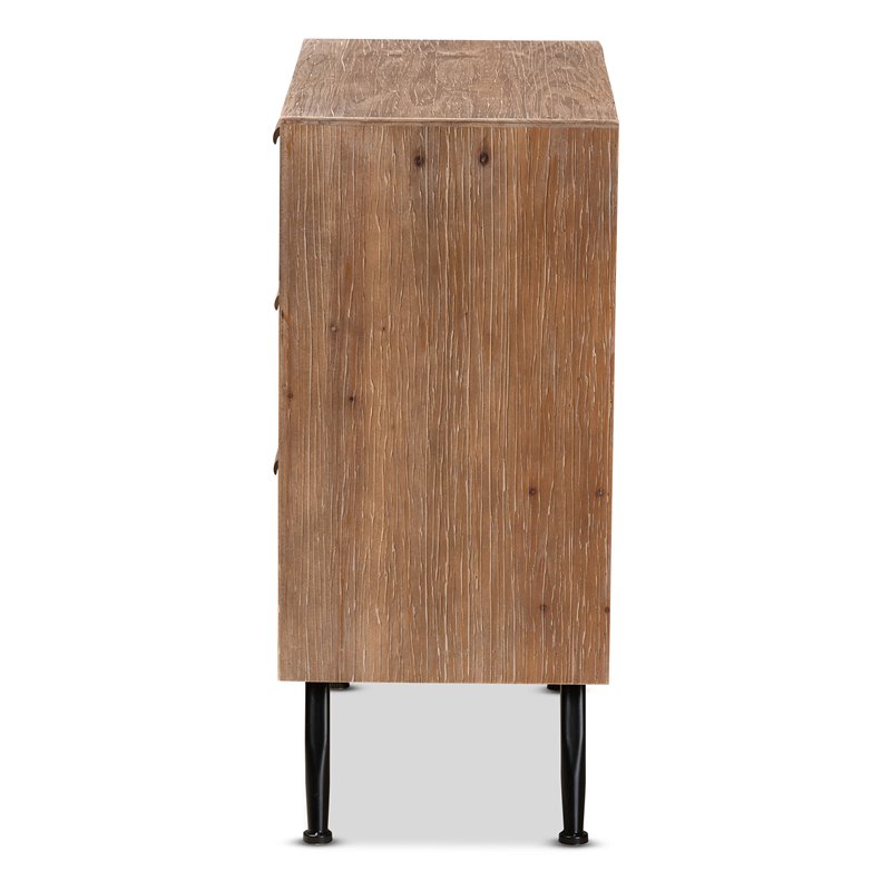 Bowery Hill 3-Drawer Mid-Century Wood Storage Cabinet in Brown