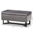 Bowery Hill Grey Velvet and Brown Finished Wood Storage Ottoman