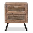 Bowery Hill Brown Finished Wood and Rattan 2-Drawer Nightstand