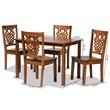 Bowery Hill Walnut Brown Finished Wood 5-Piece Dining Set