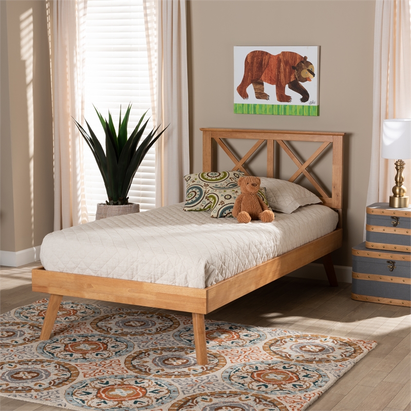 Bowery Hill Modern Brown Finished Wood Twin Size Platform Bed