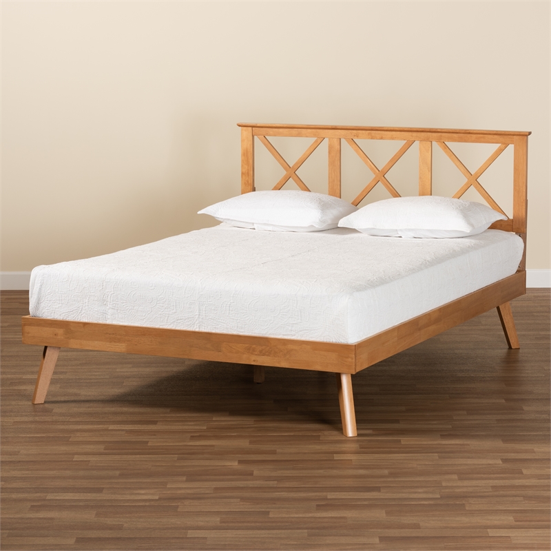 Bowery Hill Brown Finished Wood Queen Size Platform Bed