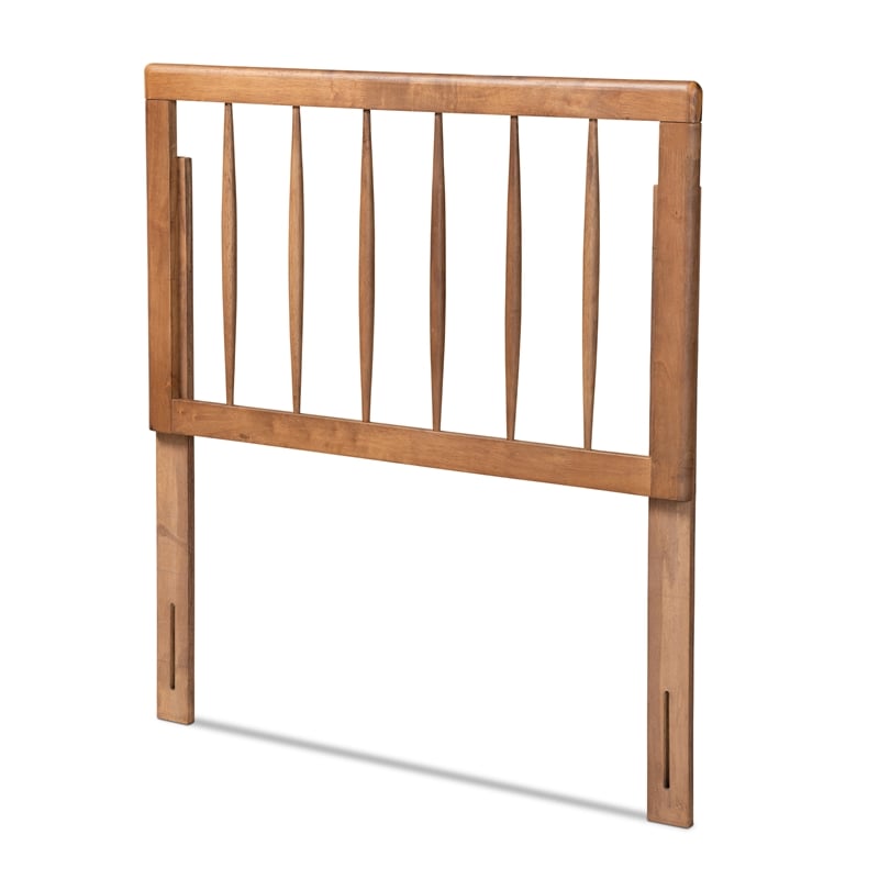Bowery Hill Modern Rubber Wood Twin Size Headboard in Walnut