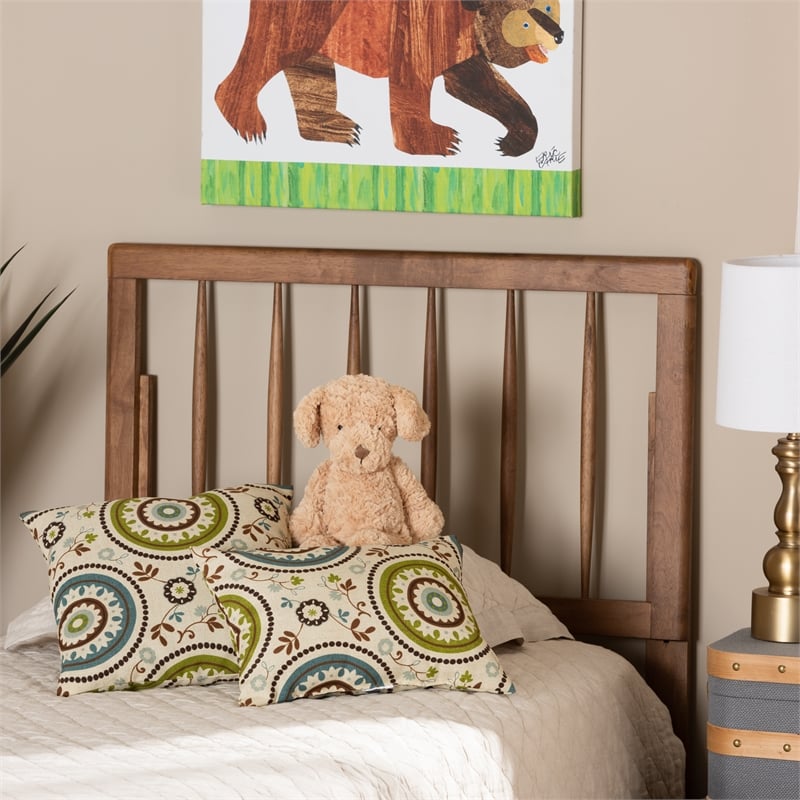 Bowery Hill Modern Rubber Wood Twin Size Headboard in Walnut