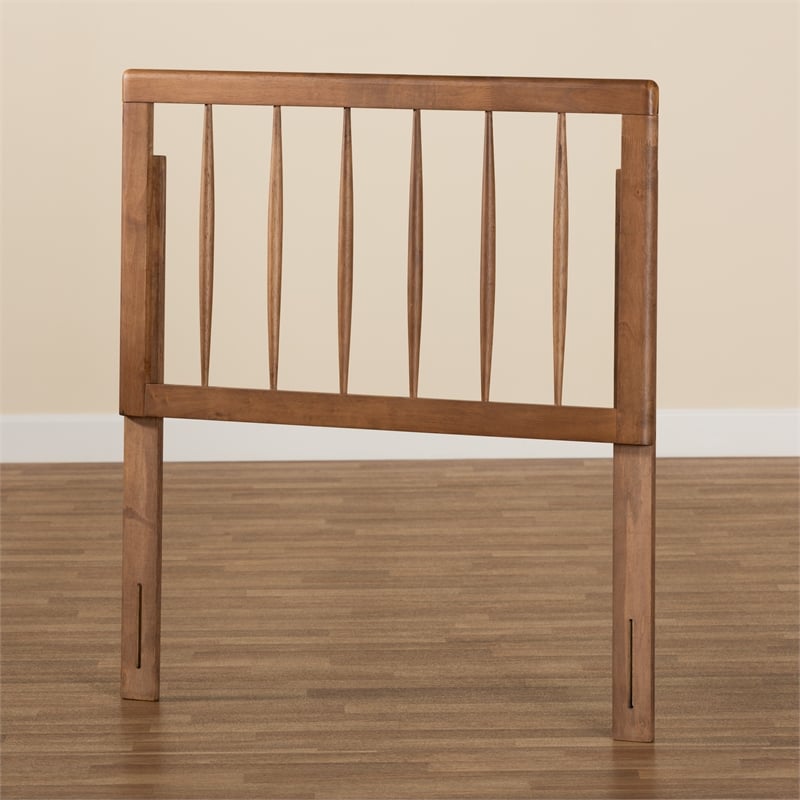 Bowery Hill Modern Rubber Wood Twin Size Headboard in Walnut