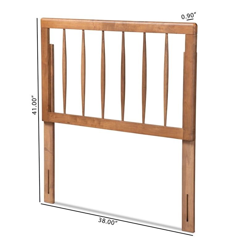 Bowery Hill Modern Rubber Wood Twin Size Headboard in Walnut