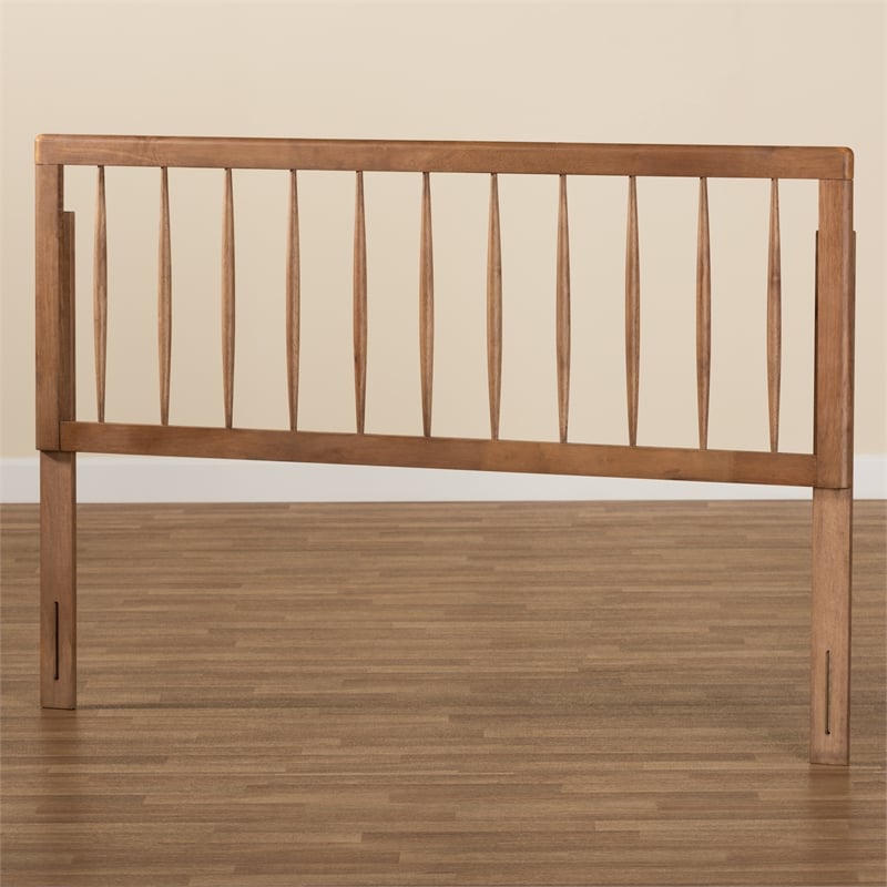 Bowery Hill Modern Rubber Wood King Size Headboard in Ash Walnut