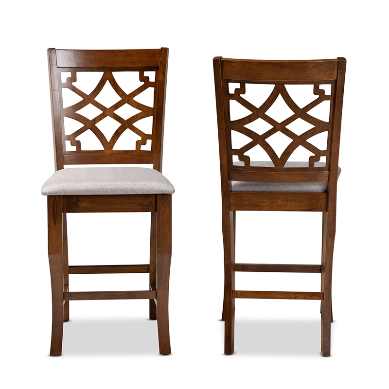 Bowery Hill Contemporary Grey and Brown Finished Wood 2-Piece Counter Stool Set