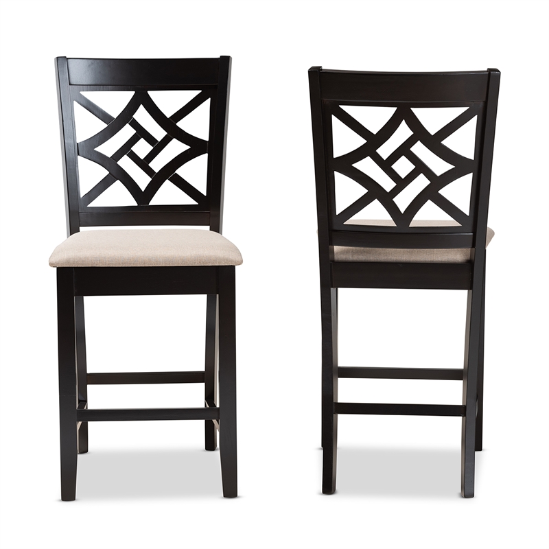 Bowery Hill Dark Brown Finished Wood 2-Piece Counter Stool Set