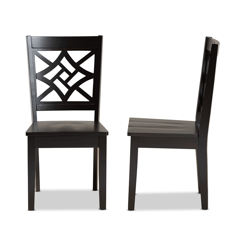 Bowery Hill Modern Dark Brown Finished Wood 2-Piece Dining Chair Set