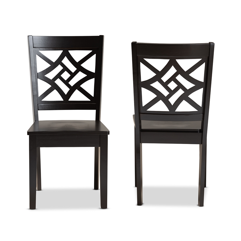 Bowery Hill Modern Dark Brown Finished Wood 2-Piece Dining Chair Set