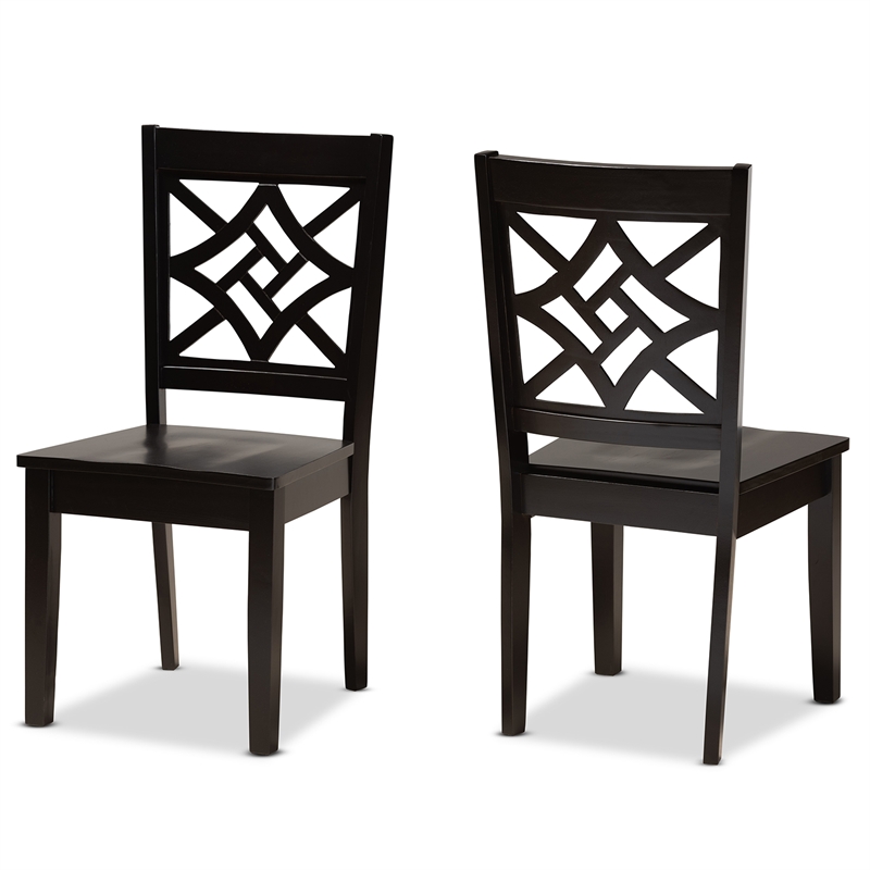 Bowery Hill Modern Dark Brown Finished Wood 2-Piece Dining Chair Set