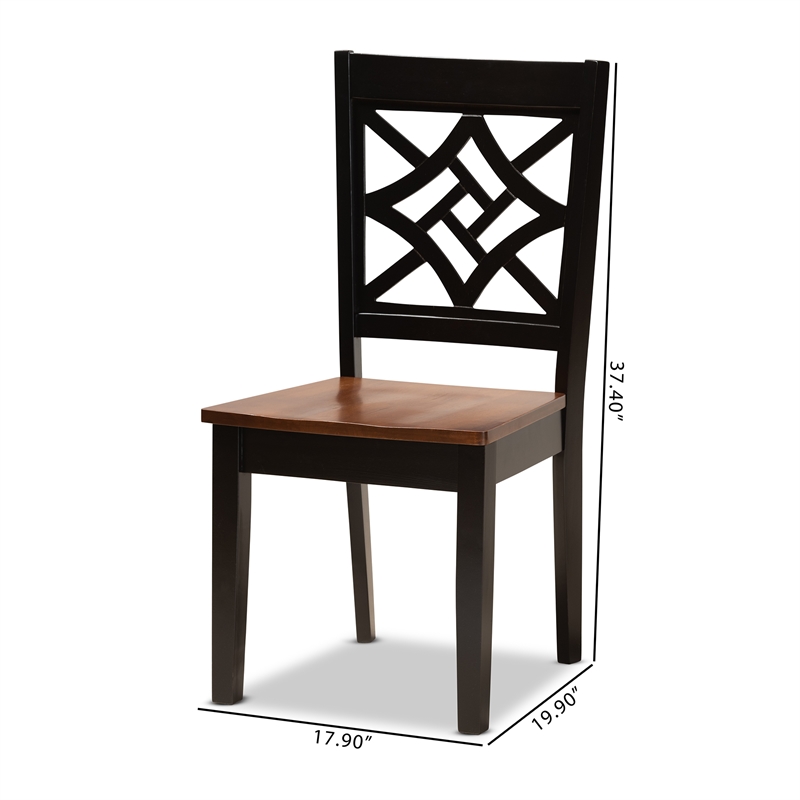 Bowery Hill Dark Brown Finished Wood 2-Piece Dining Chair Set