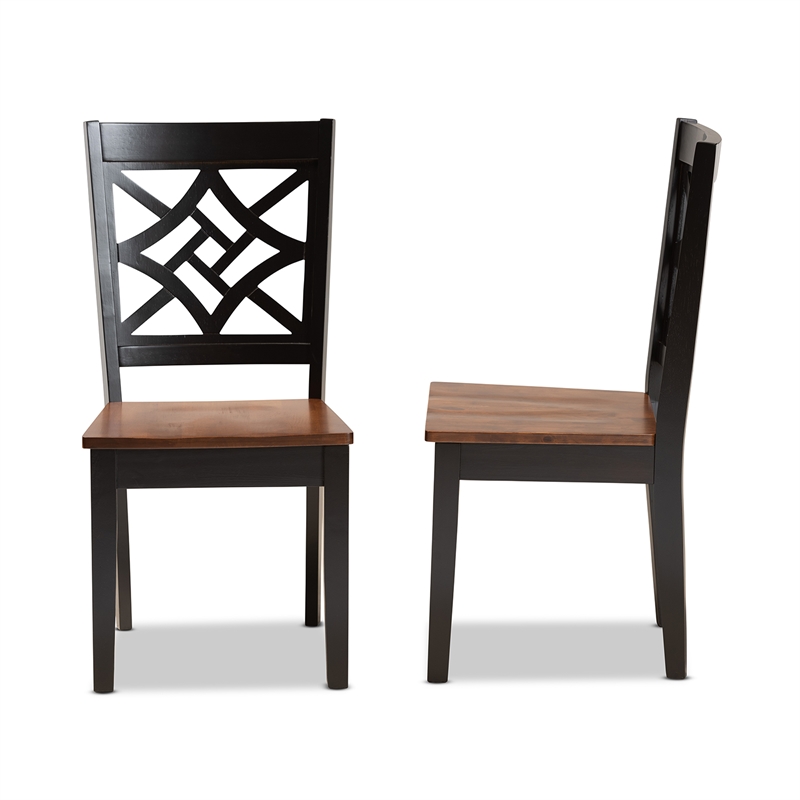 Bowery Hill Dark Brown Finished Wood 2-Piece Dining Chair Set
