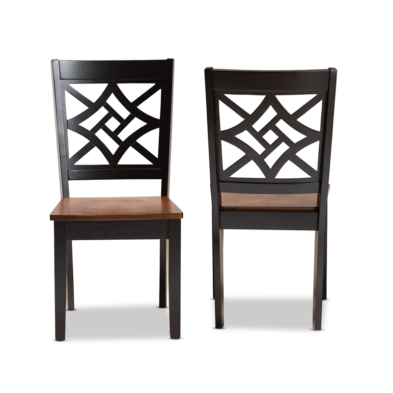 Bowery Hill Dark Brown Finished Wood 2-Piece Dining Chair Set