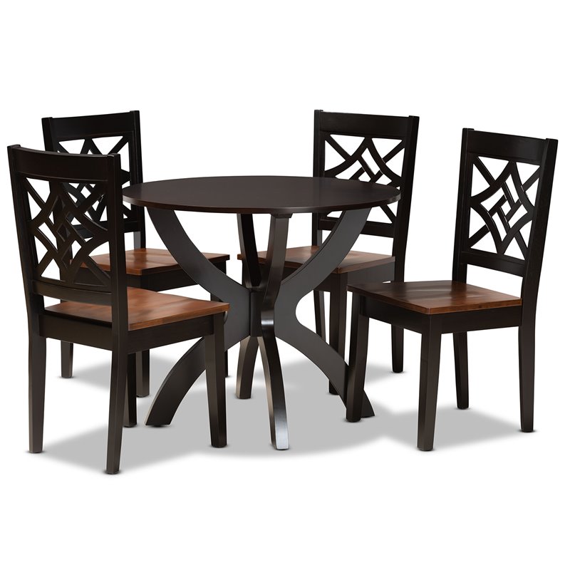 Bowery Hill Brown and Walnut Brown Finished Wood 5-Piece Dining Set