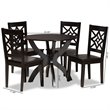 Bowery Hill Dark Brown Finished Wood 5-Piece Dining Set