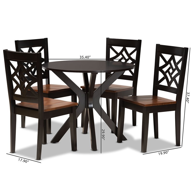 Bowery Hill Brown and Walnut Brown Finished Wood 5-Piece Dining Set