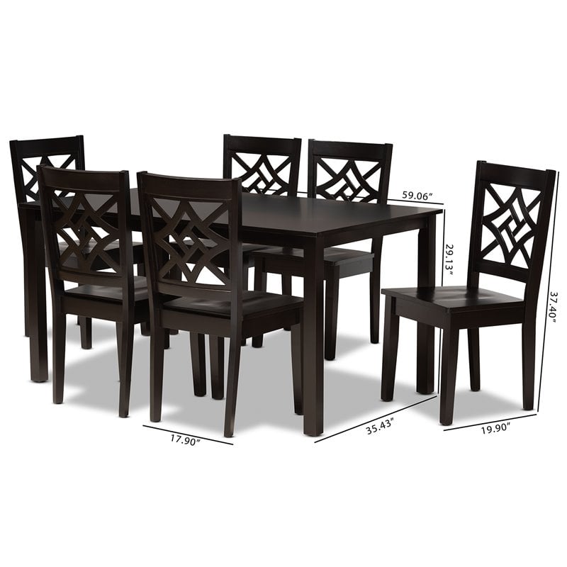 Bowery Hill Dark Brown Finished Wood 7-Piece Dining Set