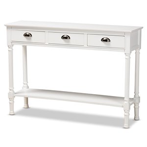 Bowery Hill White Finished Wood 3-Drawer Entryway Console Table