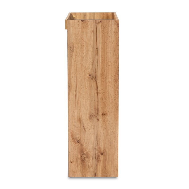 Bowery Hill Modern Two-Tone Grey and Oak Brown Finished Wood Shoe Cabinet