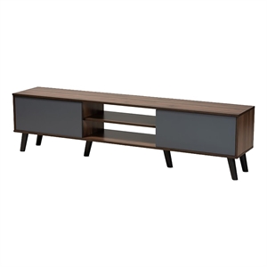 Bowery Hill Modern Engineered Wood TV Stand for TVs up to 70&quot in Walnut/Gray