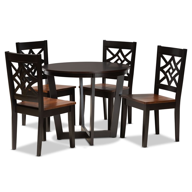 Bowery Hill Brown and Brown Finished Wood 5-Piece Dining Set