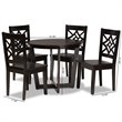 Bowery Hill Dark Brown Finished Wood 5-Piece Dining Set