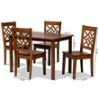 Bowery Hill Walnut Brown Finished Wood 5-Piece Dining Set