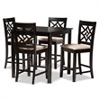 Bowery Hill Sand and Dark Brown Finished Wood 5-Piece Pub Set