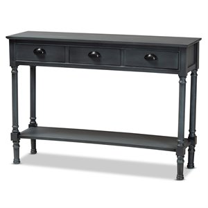 Bowery Hill Grey Finished Wood 3-Drawer Entryway Console Table