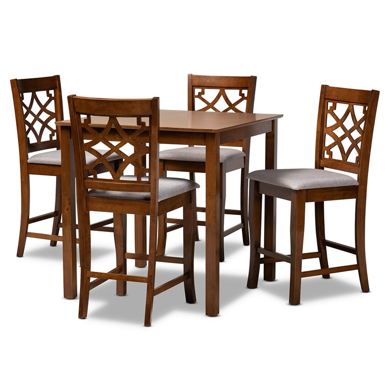 Bowery Hill Grey Brown Finished Wood 5-Piece Pub Set