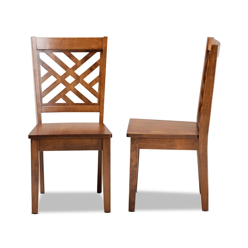 Bowery Hill Walnut Brown Finished Wood 2-Piece Dining Chair Set