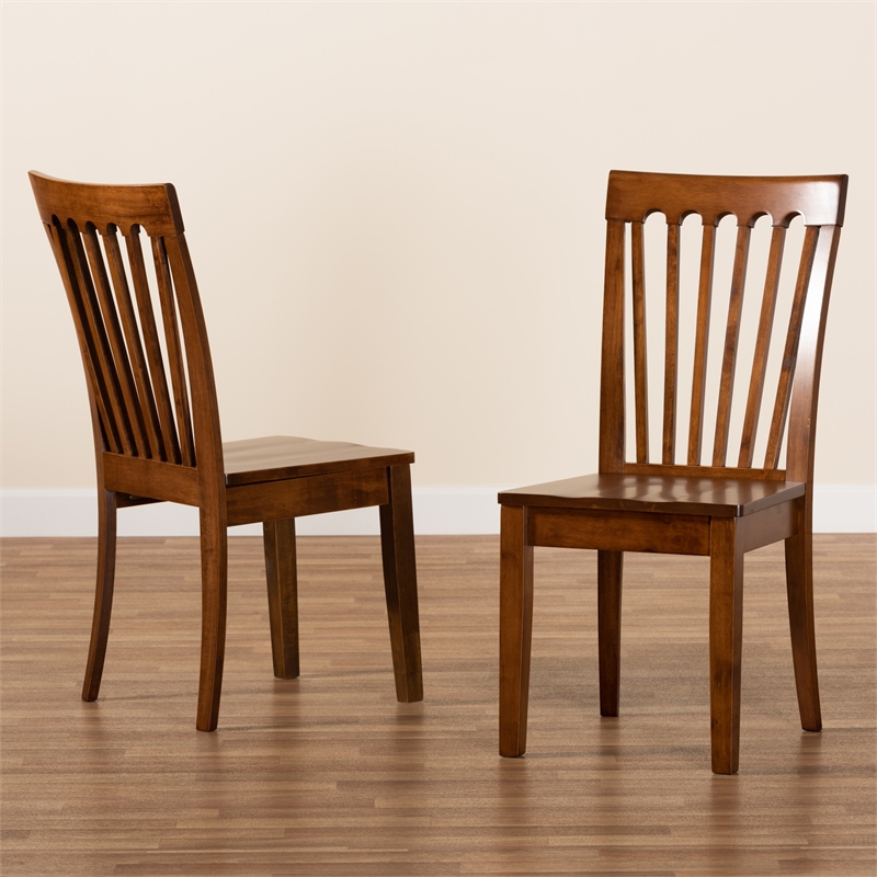 Bowery Hill Walnut Brown Finished Wood 2-Piece Dining Chair Set