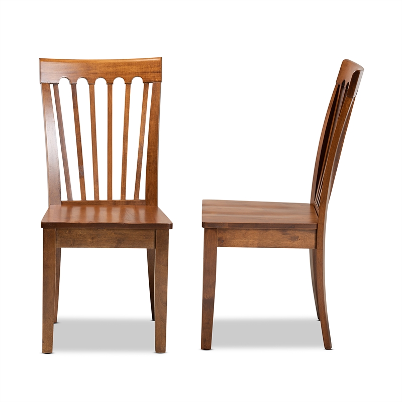 Bowery Hill Walnut Brown Finished Wood 2-Piece Dining Chair Set