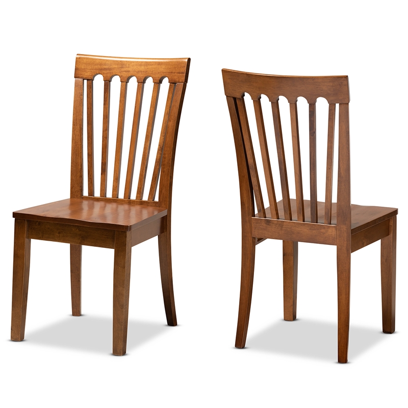 Bowery Hill Walnut Brown Finished Wood 2-Piece Dining Chair Set