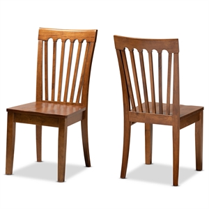 Bowery Hill Walnut Brown Finished Wood 2-Piece Dining Chair Set