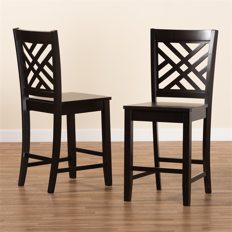 Bowery Hill Brown Finished Wood 2-Piece Counter Stool Set