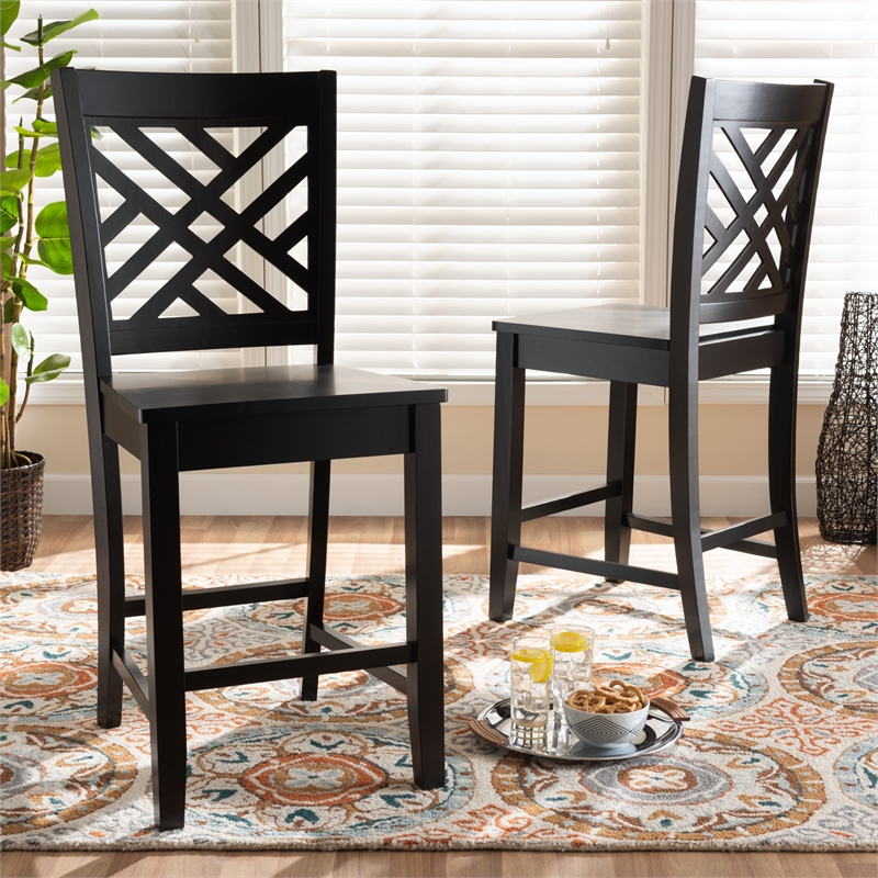 Bowery Hill Brown Finished Wood 2-Piece Counter Stool Set