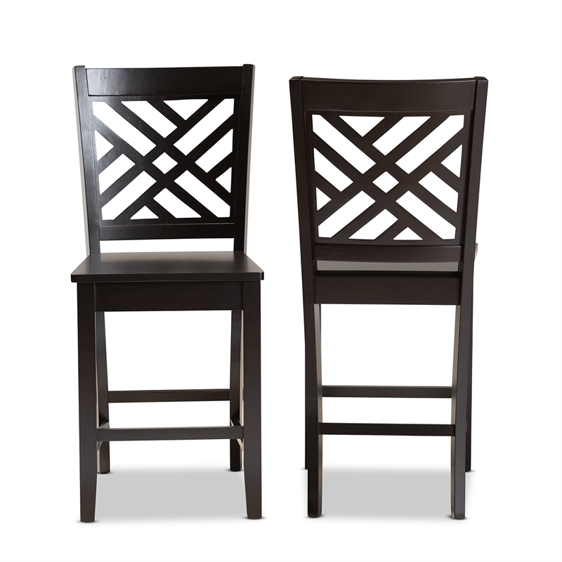 Bowery Hill Brown Finished Wood 2-Piece Counter Stool Set