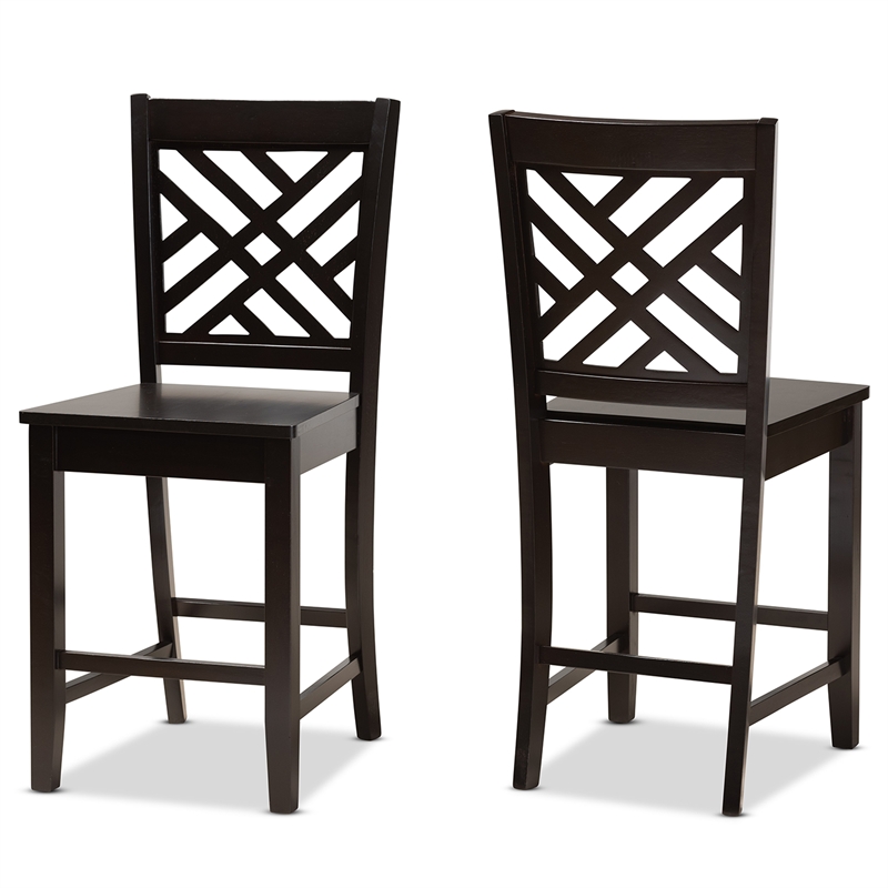 Bowery Hill Brown Finished Wood 2-Piece Counter Stool Set