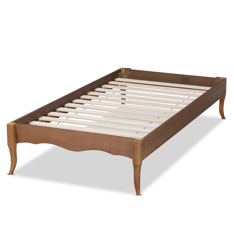 Bowery Hill Ash Walnut Finished Wood Twin Size Platform Bed Frame