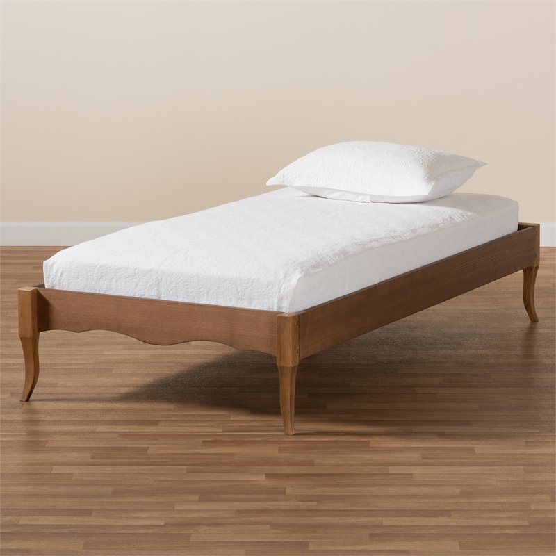 Bowery Hill Ash Walnut Finished Wood Twin Size Platform Bed Frame